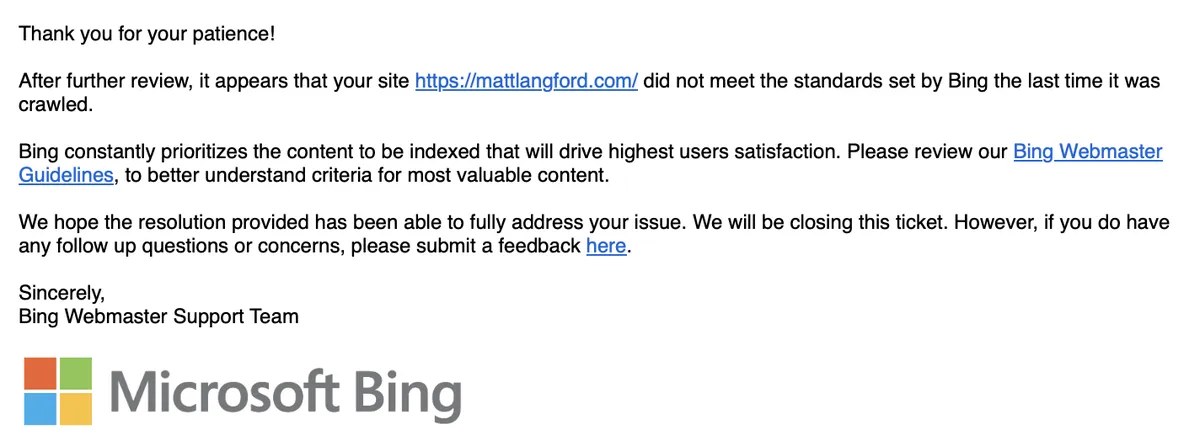 Bing automated response screenshot