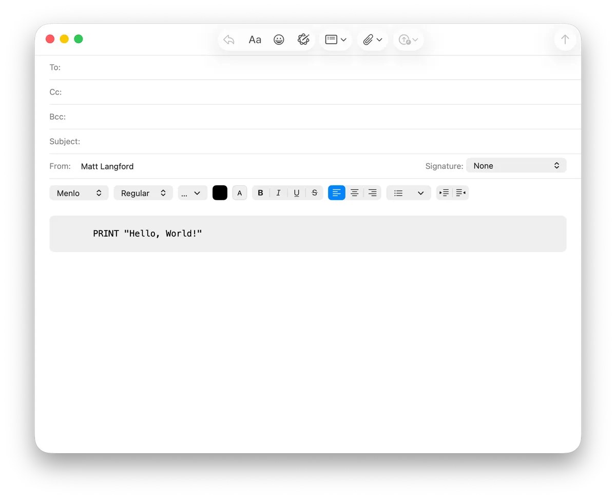 Step 2: Paste into Apple Mail