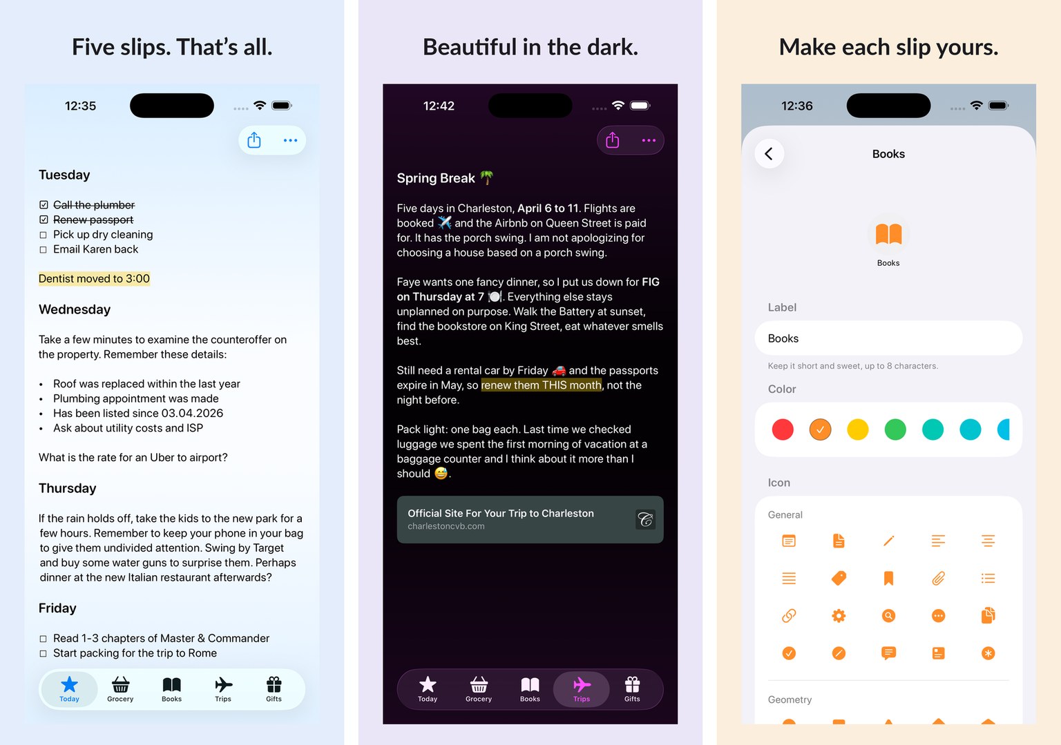 Slips on iPhone, iPad, and Mac
