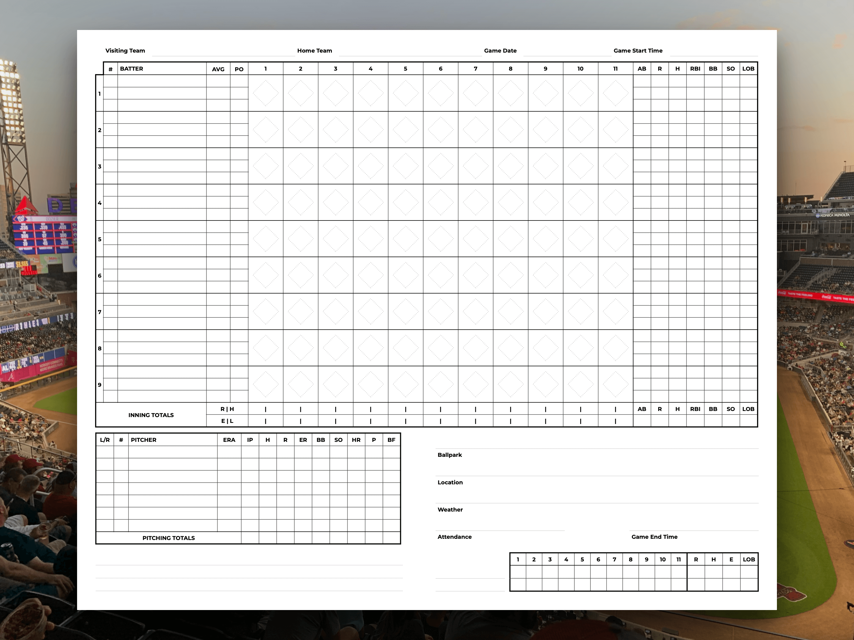 Baseball Scorecard created by Matt Langford